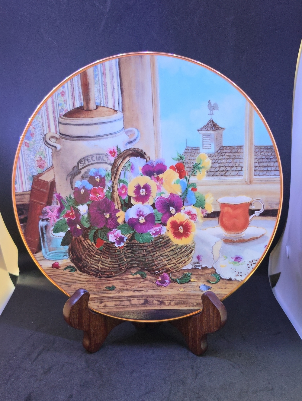 George Multicolor Pansy Basket Decorative Plate